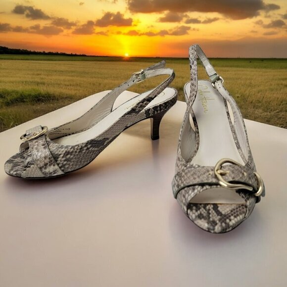 Cole Haan Nike Air Open Toe Animal Print Buckle Detail Slingback Pumps 8.5 Chic - Picture 1 of 10